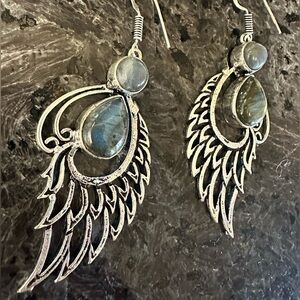 925 silver labradorite wing earrings new